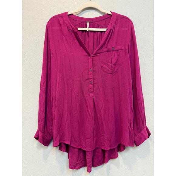 Free People High-Low Button Down Tunic Top - Picture 2 of 6